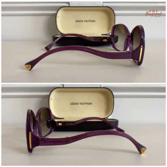 Authentic LOUIS VUITTON Violet Glitter Oversized Square Gina Sunglasses - Z0533W - Picture 6 of 12